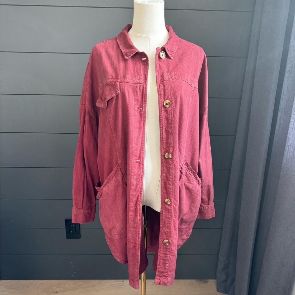 Anthropologie Avery Kimono Shirt Oversized Utility Jacket Size S Lagenlook Layer